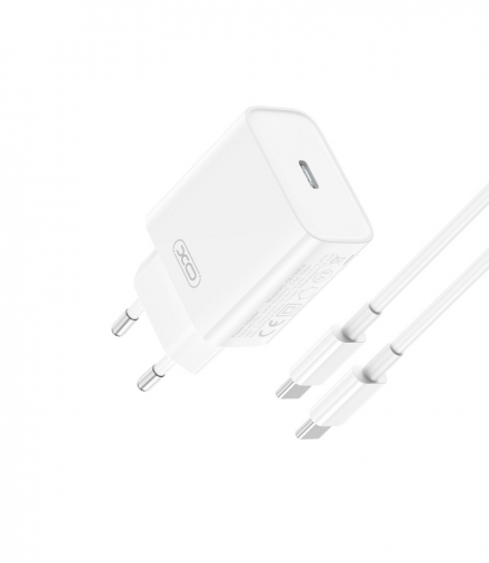 XO ładowarka sieciowa CE15 PD 20W 1x USB-C biała + kabel USB-C - USB-C TFO GSM172929