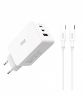 XO ładowarka sieciowa CE13 PD QC 3.0 65W 1x USB 2x USB-C biała + kabel USB-C - USB-C TFO GSM172936