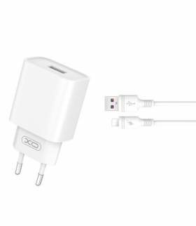XO ładowarka sieciowa CE02D QC 3.0 18W 1x USB biała + kabel Lightning TFO GSM175056