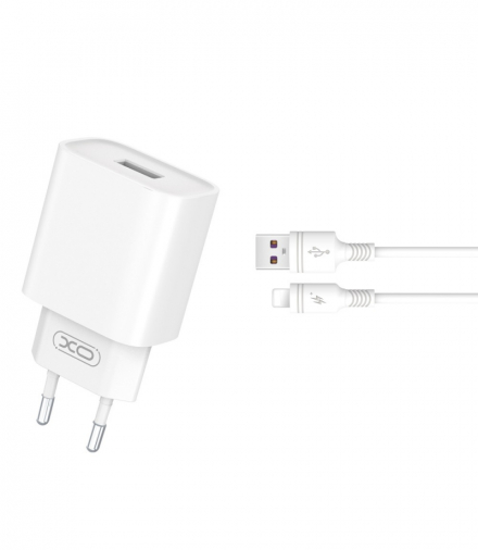 XO ładowarka sieciowa CE02D QC 3.0 18W 1x USB biała + kabel Lightning TFO GSM175056