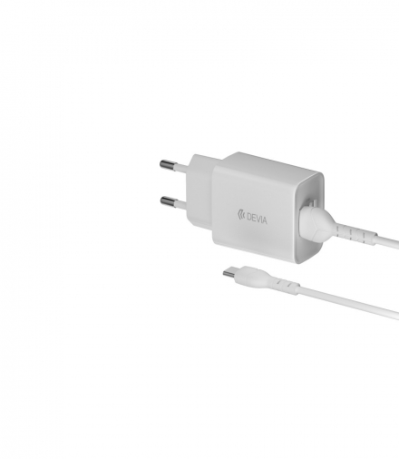 Devia ładowarka sieciowa Smart 2x USB 2,4A biała + kabel USB-C TFO BRA013329