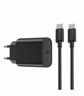 WIWU ładowarka sieciowa Wi-U001 PD 20W 1x USB-C czarna + kabel USB-C - USB-C TFO GSM176272