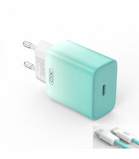 XO ładowarka sieciowa CE18 PD 30W 1x USB-C niebiesko-biała + kabel USB-C - Lightning TFO GSM176793