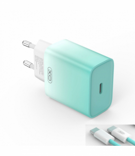 XO ładowarka sieciowa CE18 PD 30W 1x USB-C niebiesko-biała + kabel USB-C - USB-C TFO GSM176796