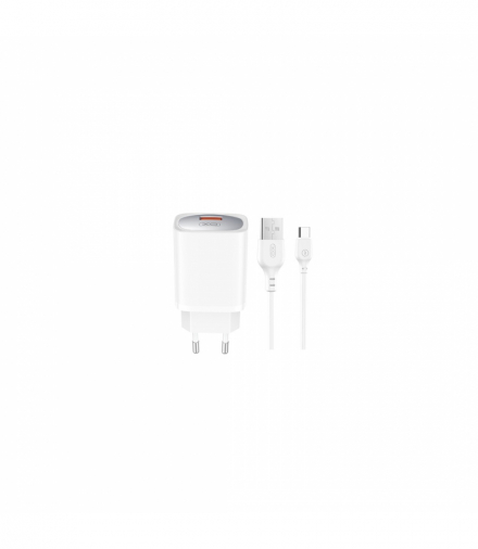 XO ładowarka sieciowa CE19 QC 18W 1x USB biała + kabel USB-C TFO GSM176809