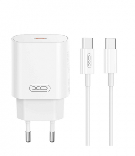 XO ładowarka sieciowa CE25 PD 25W 1x USB-C biała + kabel USB-C - USB-C TFO GSM178557