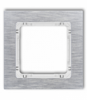 DECO Ramka uniwersalna pojedyncza - aluminium szczotkowane (ramka: srebrna, spód: biały) Srebrny Karlik 7-0-DRA-1