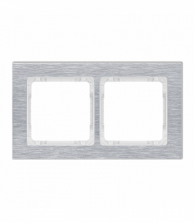 DECO Ramka uniwersalna podwójna - aluminium szczotkowane (ramka: srebrna, spód: biały) Srebrny Karlik 7-0-DRA-2