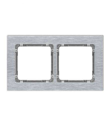 DECO Ramka uniwersalna podwójna - aluminium szczotkowane (ramka: srebrna, spód: grafitowy) Srebrny Karlik 7-11-DRA-2
