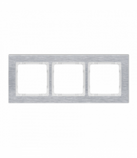 DECO Ramka uniwersalna potrójna - aluminium szczotkowane (ramka: srebrna, spód: biały) Srebrny Karlik 7-0-DRA-3