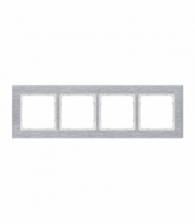 DECO Ramka uniwersalna poczwórna - aluminium szczotkowane (ramka: srebrna, spód: biały) Srebrny Karlik 7-0-DRA-4