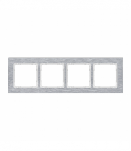 DECO Ramka uniwersalna poczwórna - aluminium szczotkowane (ramka: srebrna, spód: biały) Srebrny Karlik 7-0-DRA-4