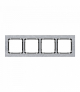 DECO Ramka uniwersalna poczwórna - aluminium szczotkowane (ramka: srebrna, spód: czarny) Srebrny Karlik 7-12-DRA-4