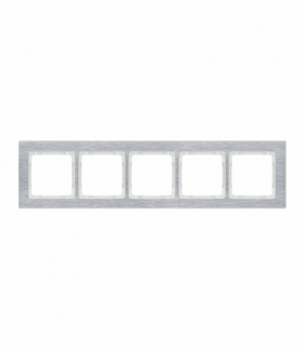 DECO Ramka uniwersalna pięciokrotna - aluminium szczotkowane (ramka: srebrna, spód: biały) Srebrny Karlik 7-0-DRA-5