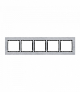 DECO Ramka uniwersalna pięciokrotna - aluminium szczotkowane (ramka: srebrna, spód: czarny) Srebrny Karlik 7-12-DRA-5