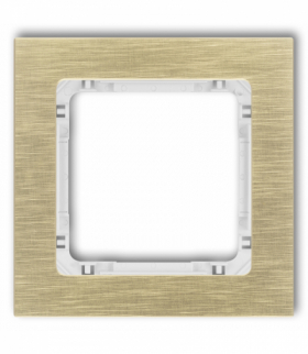 DECO Ramka uniwersalna pojedyncza - aluminium szczotkowane (ramka: kolor mosiężny, spód: biały) Mosiężny Karlik 8-0-DRA-1