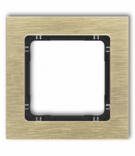 DECO Ramka uniwersalna pojedyncza - aluminium szczotkowane (ramka: kolor mosiężny, spód: czarny) Mosiężny Karlik 8-12-DRA-1