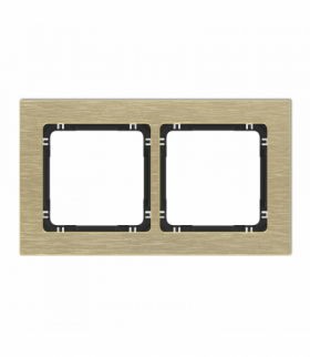 DECO Ramka uniwersalna podwójna - aluminium szczotkowane (ramka: kolor mosiężny, spód: czarny) Mosiężny Karlik 8-12-DRA-2