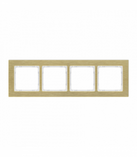 DECO Ramka uniwersalna poczwórna - aluminium szczotkowane (ramka: kolor mosiężny, spód: biały) Mosiężny Karlik 8-0-DRA-4