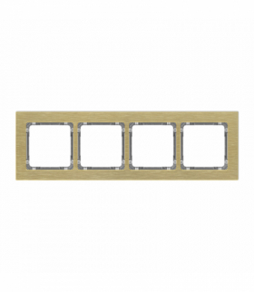 DECO Ramka uniwersalna poczwórna - aluminium szczotkowane (ramka: kolor mosiężny, spód: grafitowy) Mosiężny Karlik 8-11-DRA-4