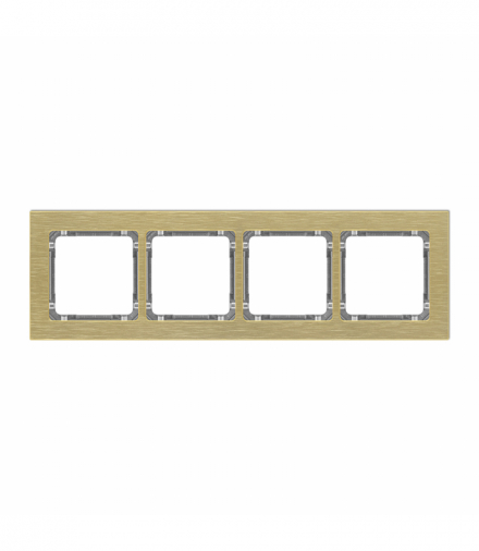 DECO Ramka uniwersalna poczwórna - aluminium szczotkowane (ramka: kolor mosiężny, spód: grafitowy) Mosiężny Karlik 8-11-DRA-4