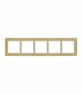 DECO Ramka uniwersalna pięciokrotna - aluminium szczotkowane (ramka: kolor mosiężny, spód: biały) Mosiężny Karlik 8-0-DRA-5