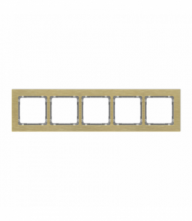 DECO Ramka uniwersalna pięciokrotna - aluminium szczotkowane (ramka: kolor mosiężny, spód: grafitowy) Mosiężny Karlik 8-11-DRA-5