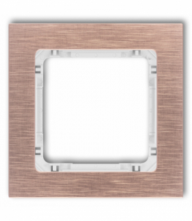 DECO Ramka uniwersalna pojedyncza - aluminium szczotkowane (ramka: kolor miedziany, spód: biały) Miedziany Karlik 9-0-DRA-1