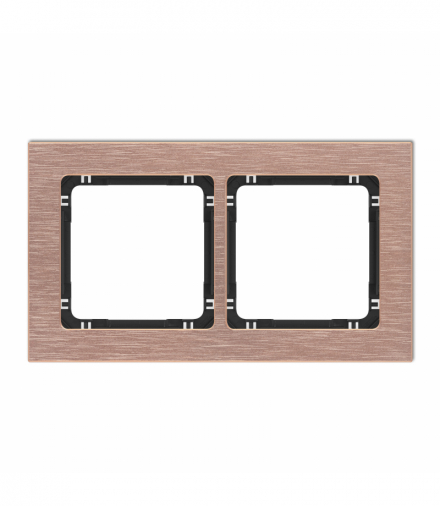 DECO Ramka uniwersalna podwójna - aluminium szczotkowane (ramka: kolor miedziany, spód: czarny) Miedziany Karlik 9-12-DRA-2