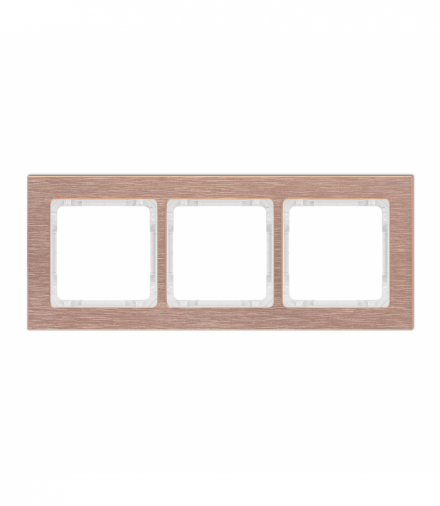 DECO Ramka uniwersalna potrójna - aluminium szczotkowane (ramka: kolor miedziany, spód: biały) Miedziany Karlik 9-0-DRA-3