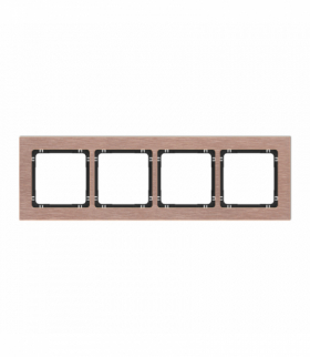 DECO Ramka uniwersalna poczwórna - aluminium szczotkowane (ramka: kolor miedziany, spód: czarny) Miedziany Karlik 9-12-DRA-4