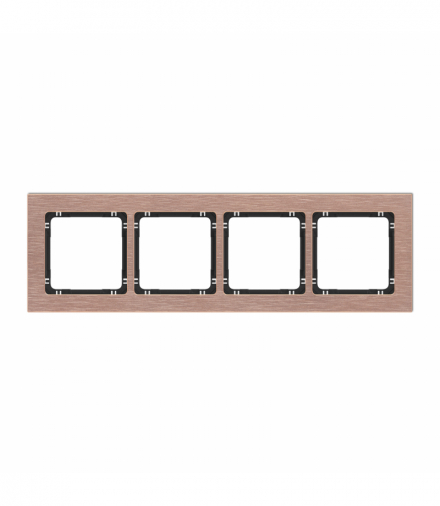 DECO Ramka uniwersalna poczwórna - aluminium szczotkowane (ramka: kolor miedziany, spód: czarny) Miedziany Karlik 9-12-DRA-4
