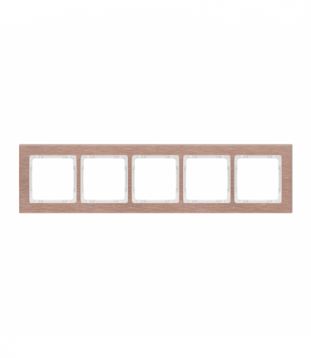 DECO Ramka uniwersalna pięciokrotna - aluminium szczotkowane (ramka: kolor miedziany, spód: biały) Miedziany Karlik 9-0-DRA-5