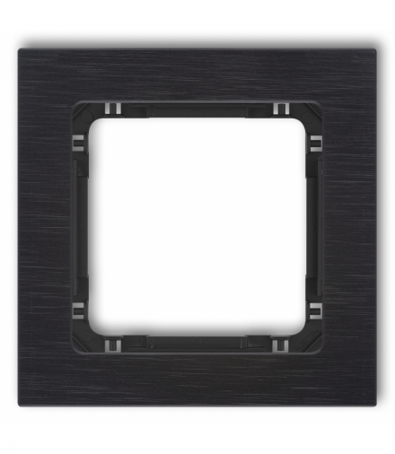 DECO Ramka uniwersalna pojedyncza - aluminium szczotkowane (ramka: czarna, spód: czarny) Czarny Karlik 12-12-DRA-1