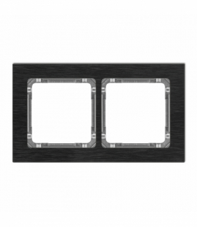 DECO Ramka uniwersalna podwójna - aluminium szczotkowane (ramka: czarna, spód: grafitowy) Czarny Karlik 12-11-DRA-2