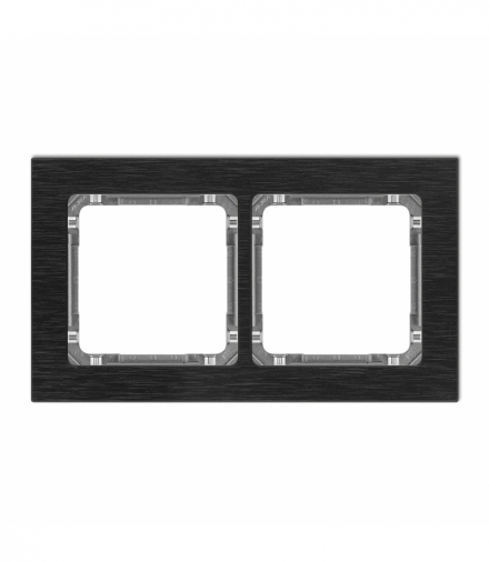 DECO Ramka uniwersalna podwójna - aluminium szczotkowane (ramka: czarna, spód: grafitowy) Czarny Karlik 12-11-DRA-2