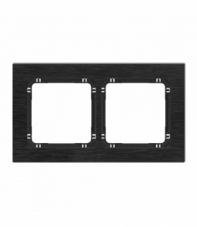 DECO Ramka uniwersalna podwójna - aluminium szczotkowane (ramka: czarna, spód: czarny) Czarny Karlik 12-12-DRA-2