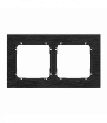 DECO Ramka uniwersalna podwójna - aluminium szczotkowane (ramka: czarna, spód: czarny) Czarny Karlik 12-12-DRA-2