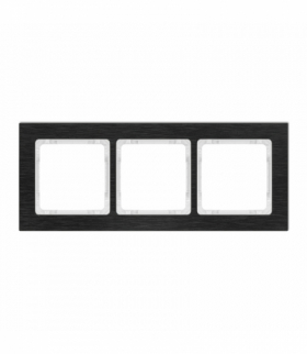 DECO Ramka uniwersalna potrójna - aluminium szczotkowane (ramka: czarna, spód: biały) Czarny Karlik 12-0-DRA-3