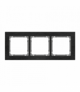 DECO Ramka uniwersalna potrójna - aluminium szczotkowane (ramka: czarna, spód: grafitowy) Czarny Karlik 12-11-DRA-3