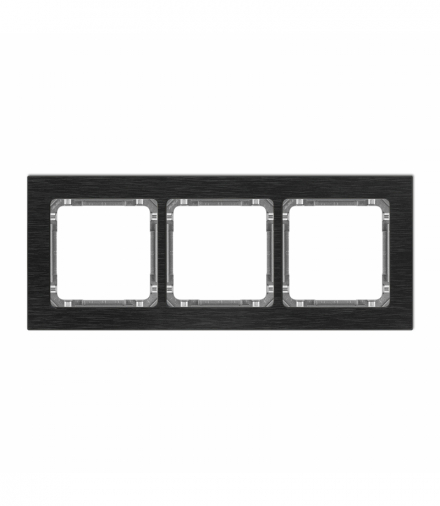 DECO Ramka uniwersalna potrójna - aluminium szczotkowane (ramka: czarna, spód: grafitowy) Czarny Karlik 12-11-DRA-3
