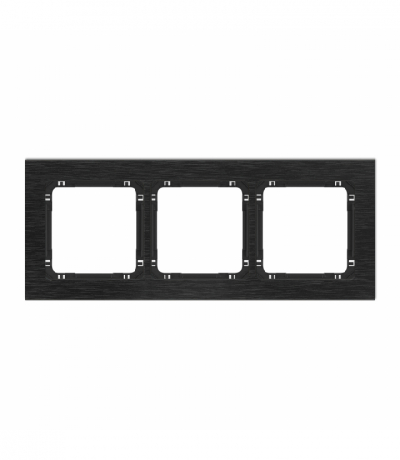 DECO Ramka uniwersalna potrójna - aluminium szczotkowane (ramka: czarna, spód: czarny) Czarny Karlik 12-12-DRA-3