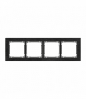 DECO Ramka uniwersalna poczwórna - aluminium szczotkowane (ramka: czarna, spód: grafitowy) Czarny Karlik 12-11-DRA-4