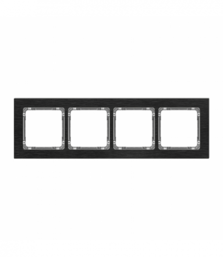 DECO Ramka uniwersalna poczwórna - aluminium szczotkowane (ramka: czarna, spód: grafitowy) Czarny Karlik 12-11-DRA-4