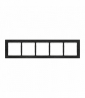 DECO Ramka uniwersalna pięciokrotna - aluminium szczotkowane (ramka: czarna, spód: biały) Czarny Karlik 12-0-DRA-5