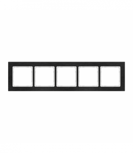 DECO Ramka uniwersalna pięciokrotna - aluminium szczotkowane (ramka: czarna, spód: biały) Czarny Karlik 12-0-DRA-5