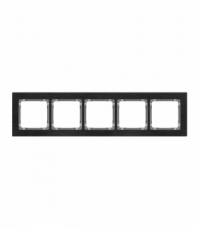 DECO Ramka uniwersalna pięciokrotna - aluminium szczotkowane (ramka: czarna, spód: grafitowy) Czarny Karlik 12-11-DRA-5