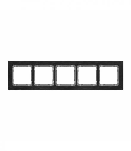 DECO Ramka uniwersalna pięciokrotna - aluminium szczotkowane (ramka: czarna, spód: grafitowy) Czarny Karlik 12-11-DRA-5