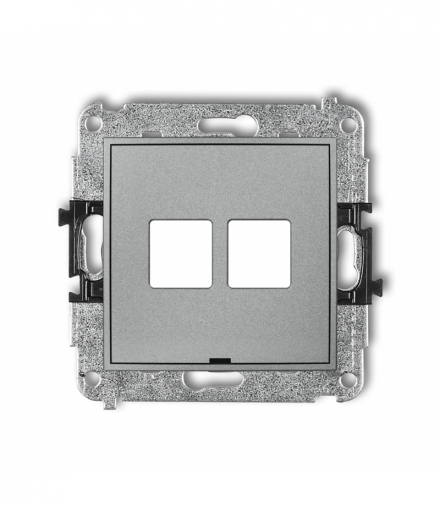 ICON Mechanizm gniazda multimedialnego podwójnego bez modułu, bez pola opisowego (standard Keystone) Srebrny metalik Karlik 7IGMBO-2P