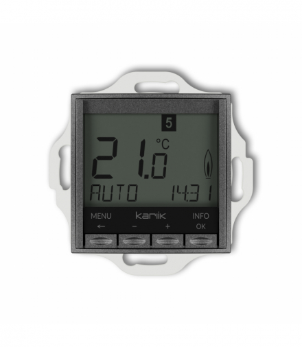 ICON Mechanizm uniwersalnego elektronicznego tygodniowego regulatora temperatury (podświetlenie białe) Grafitowy Karlik 11IRT-3.1